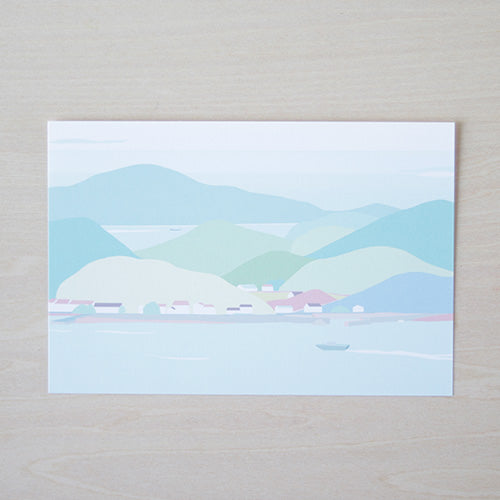 おだやかな瀬戸内海イラスト~ポストカード